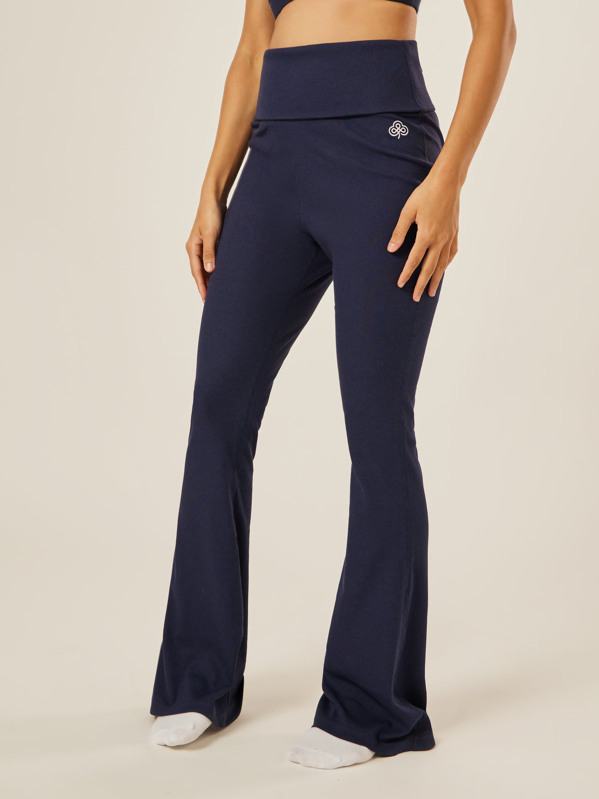 Essential Everyday Foldover Flare Pants - Midnight | Beathletica Activewear