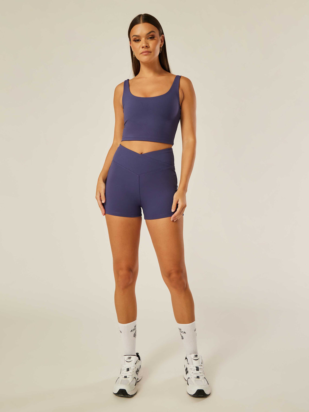 Stretch Wrap-Waist Mini Shorts - Patriot Blue | Beathletica Activewear