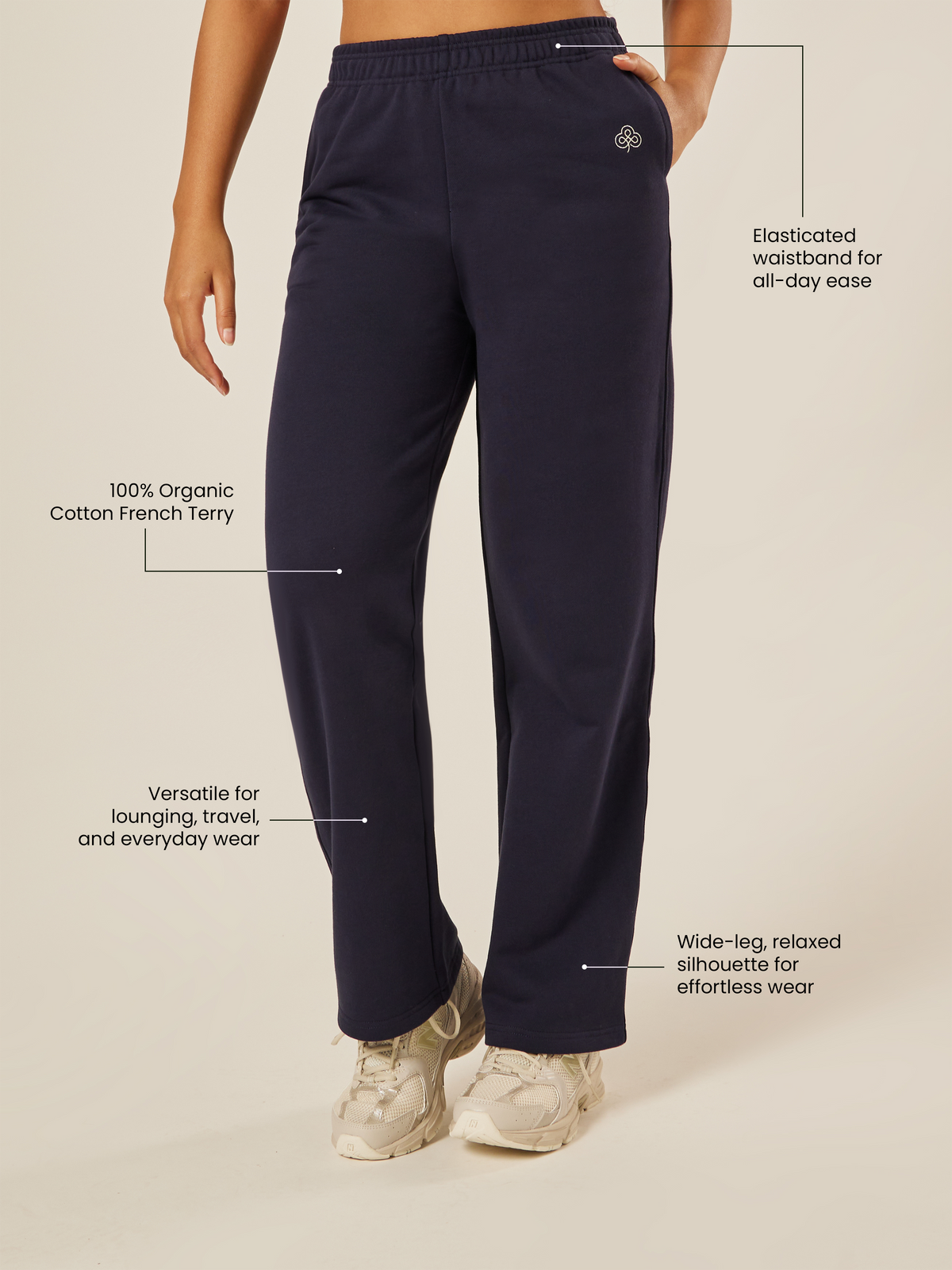 Varsity Athletica Wide-Leg Pants - Midnight | Beathletica Activewear