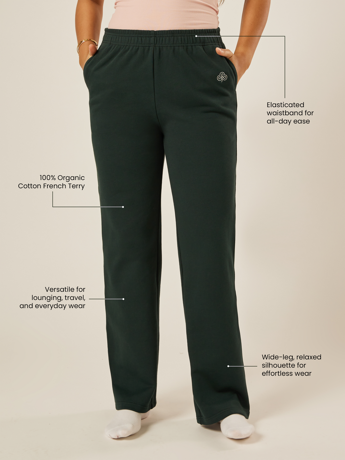 Varsity Athletica Wide-Leg Pants - Moss | Beathletica Activewear