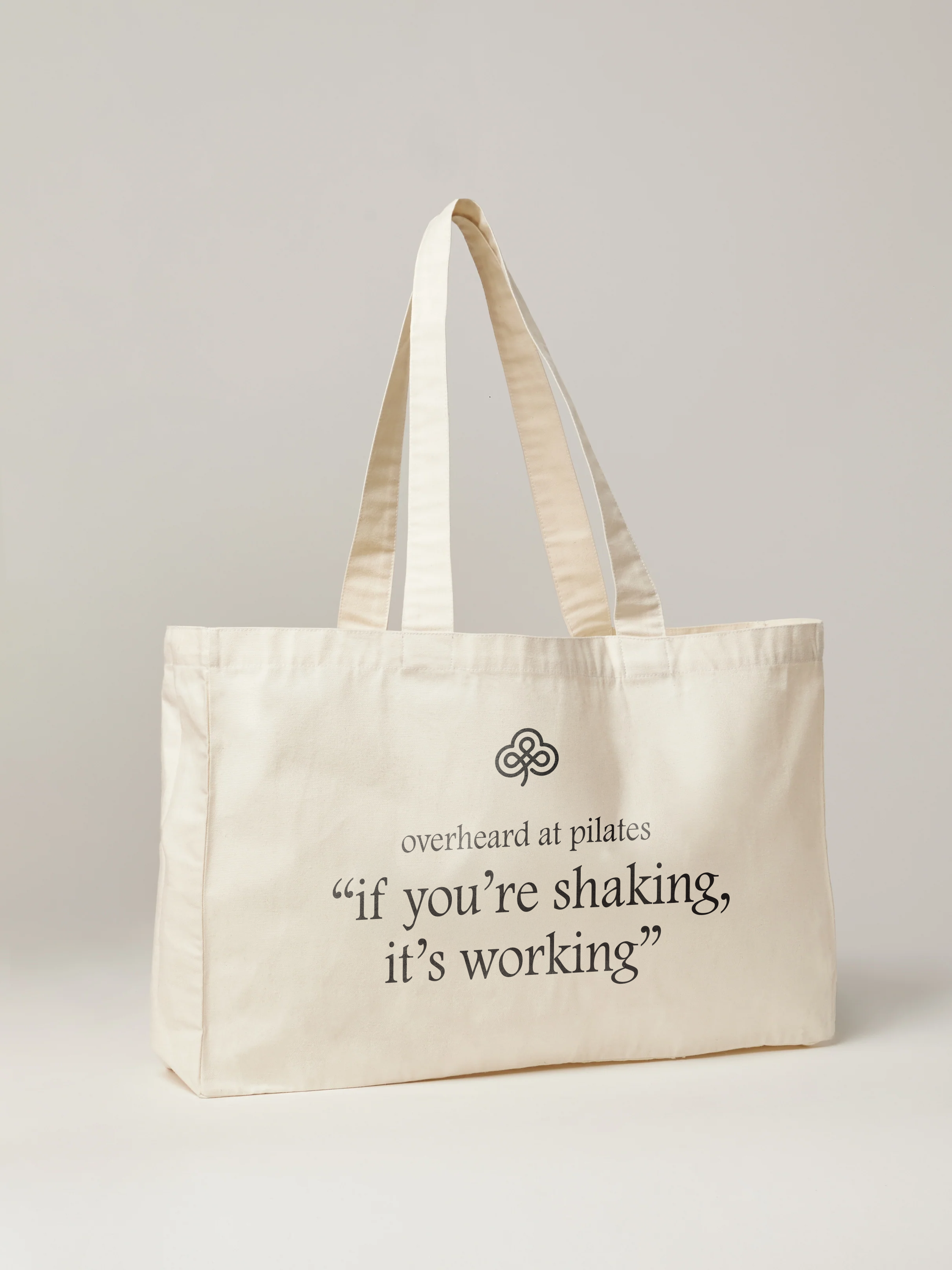 Overheard at Pilates Oversize Statement Tote, Off-White