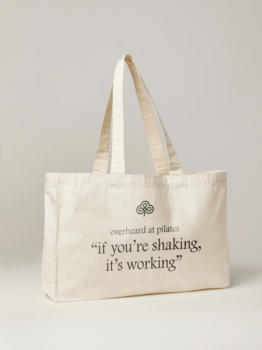 Overheard at Pilates Oversize Statement Tote - Off-White
