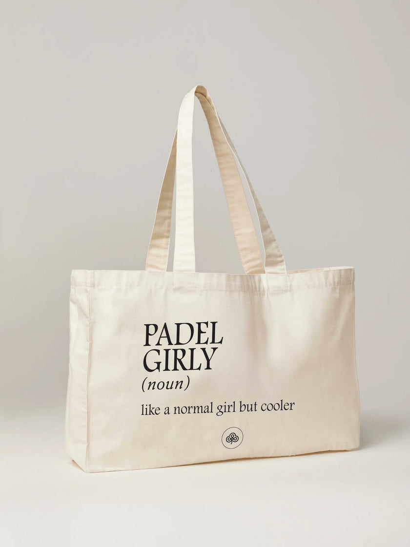 The Padel Girly Oversize Statement Tote - Off-White
