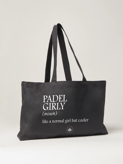 The Padel Girly Oversize Statement Tote, Black