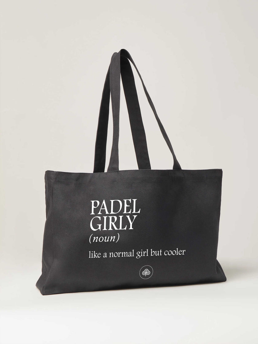 The Padel Girly Oversize Statement Tote - Black