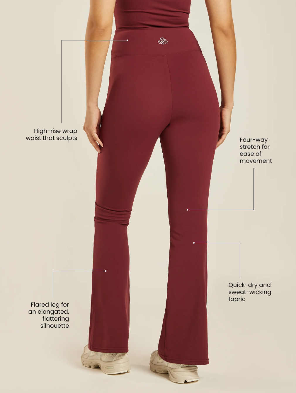 Be 180 Wrap-Waist Flared Leggings - Bordeaux | Beathletica Activewear