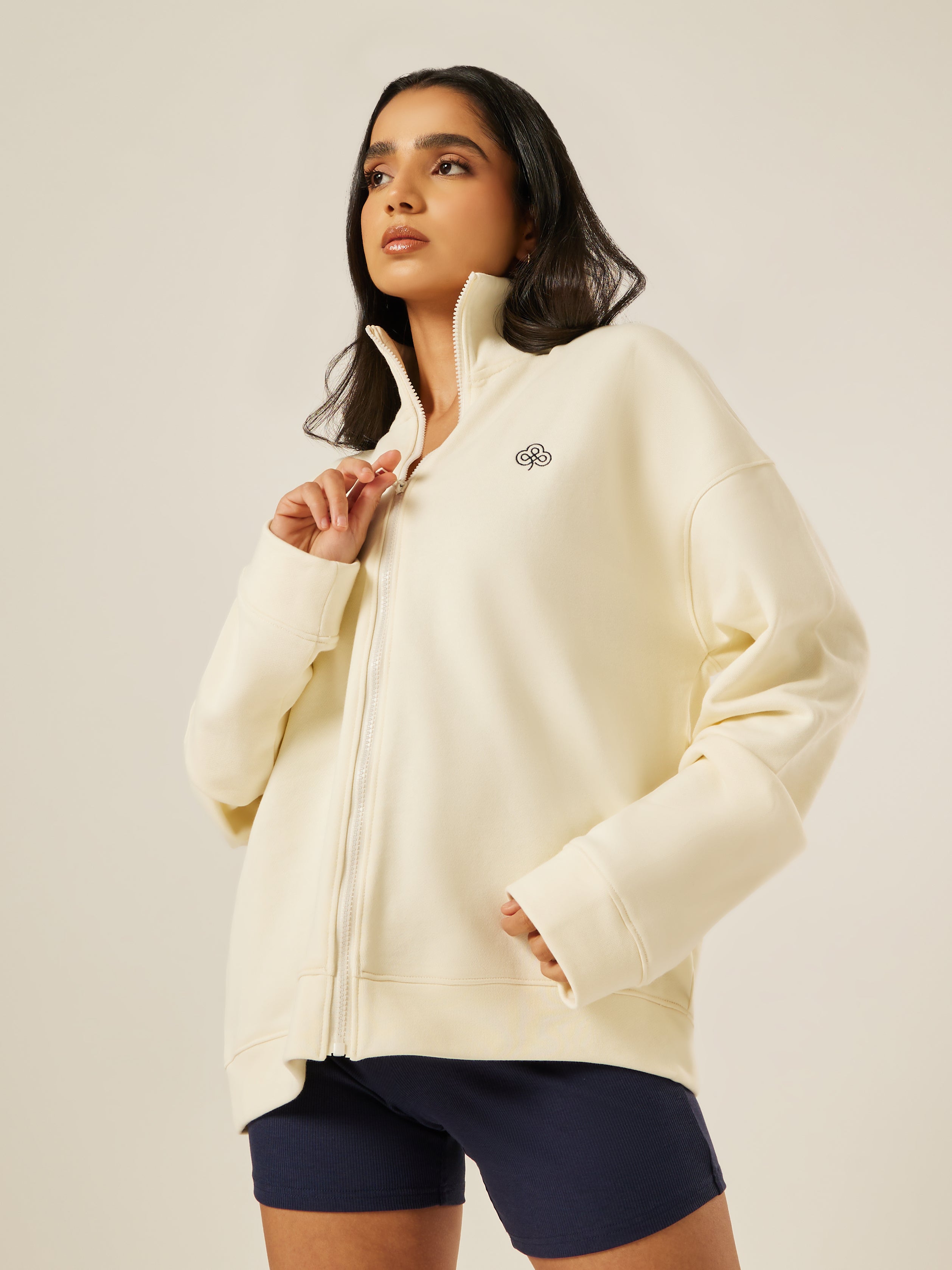 Varsity Athletica Full-Zip Sweatshirt - Off-White