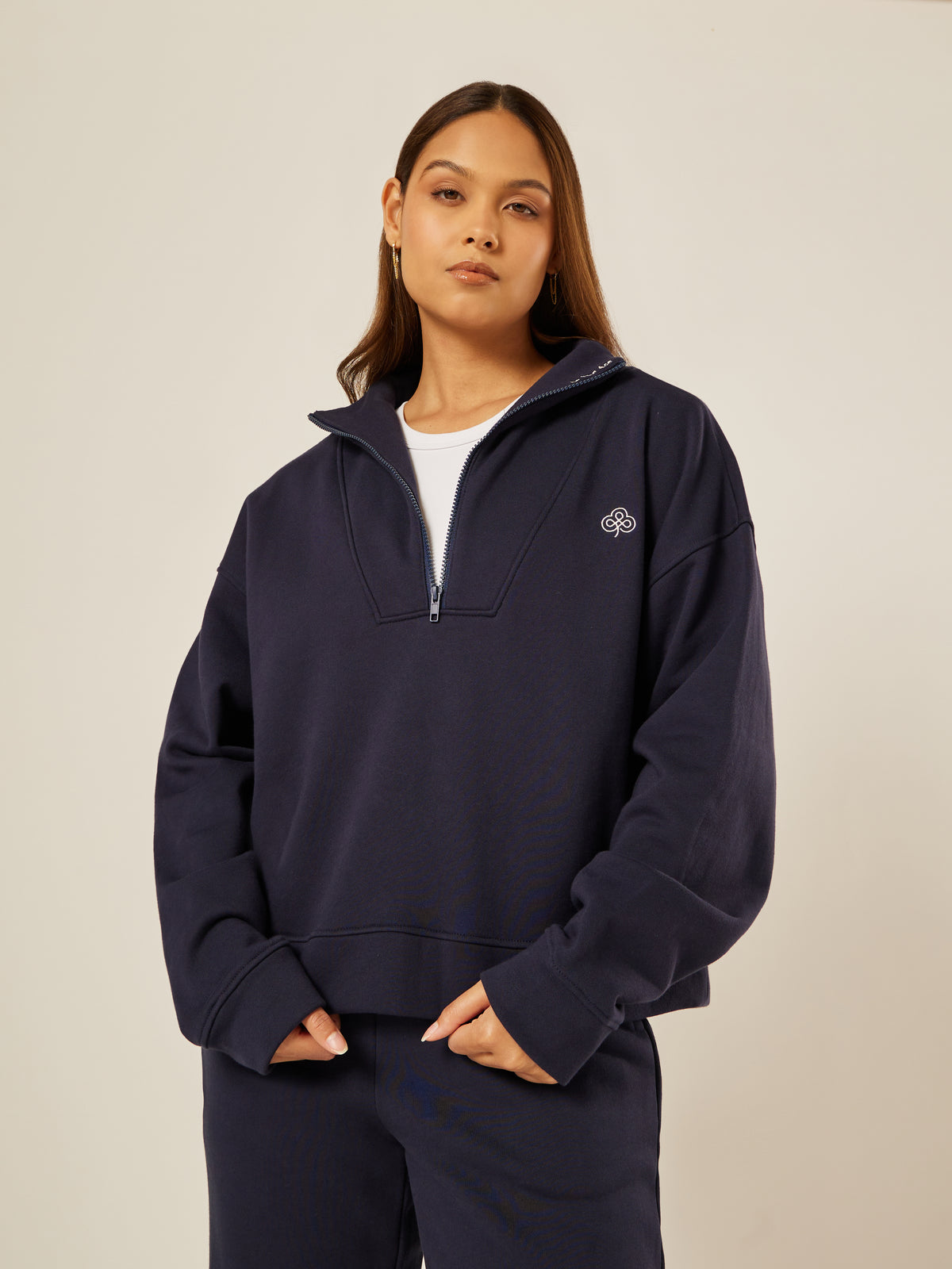 Varsity Athletica Quarter-Zip Sweatshirt - Midnight | Beathletica Activewear