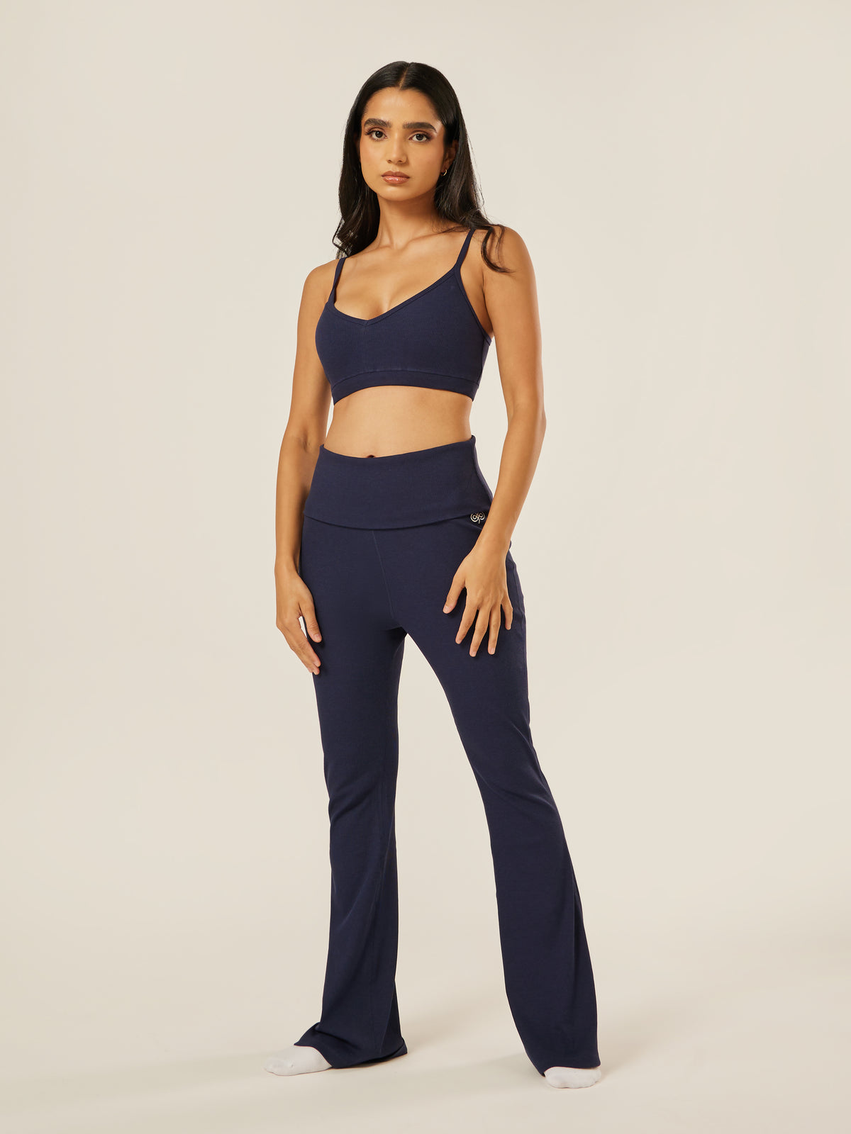 Essential Everyday Foldover Flare Pants - Midnight | Beathletica Activewear