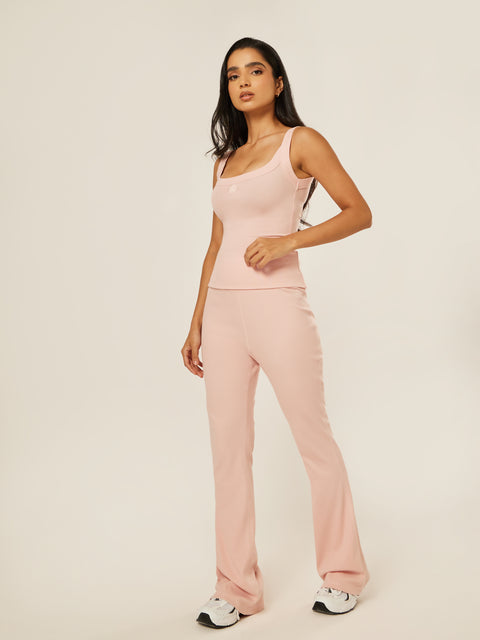 Essential Everyday Foldover Flare Pants - Milkshake