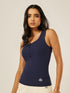 Essential Everyday Henley Tank Top  - Midnight