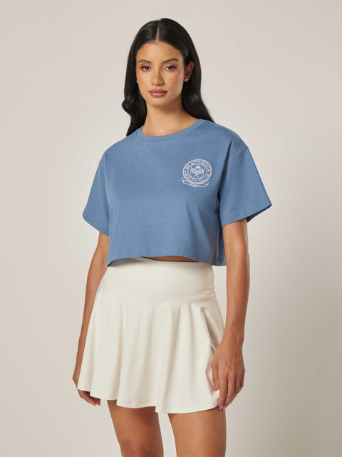 Be Athletica Cotton Cropped Tee - Cornet Blue