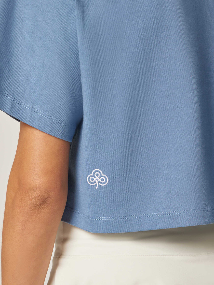 Be Athletica Cotton Cropped Tee - Cornet Blue