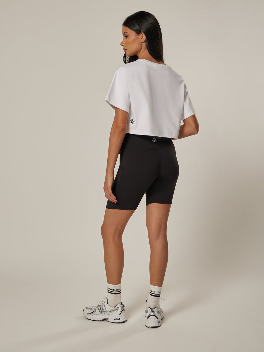 Be Athletica Cotton Cropped Tee - Off White