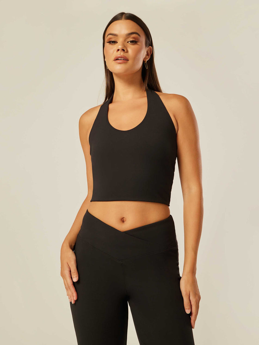 Core Halter Neck Tank Top - Black