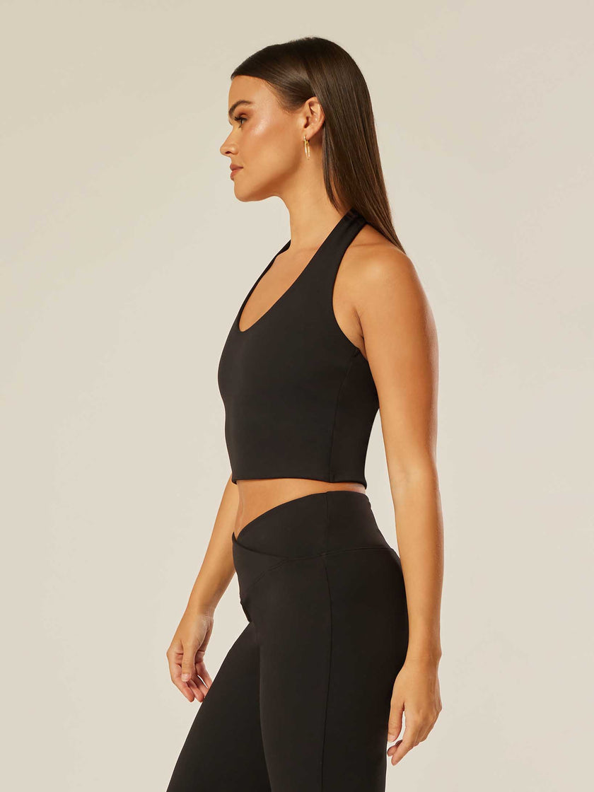 Core Halter Neck Tank Top - Black