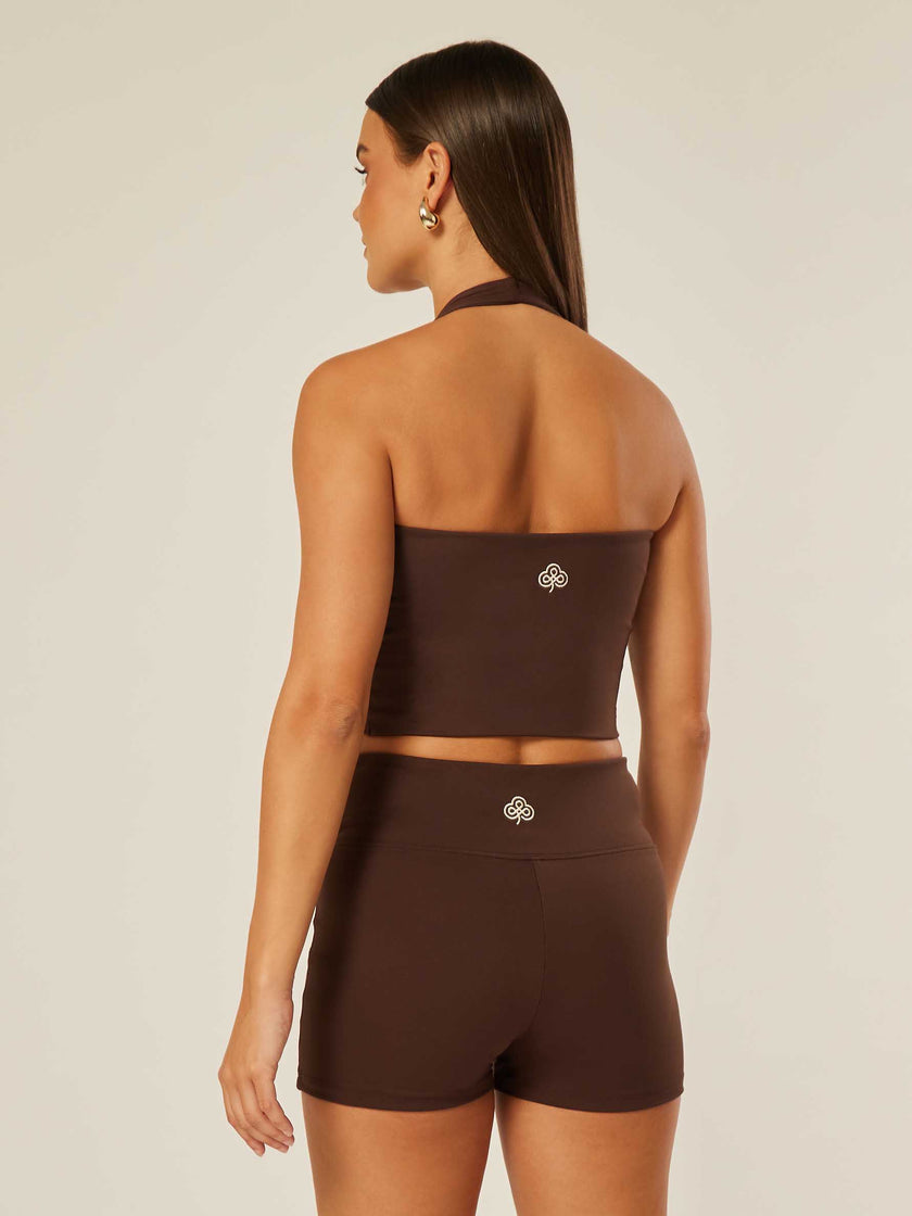 Core Halter Neck Tank Top - Coffee Bean