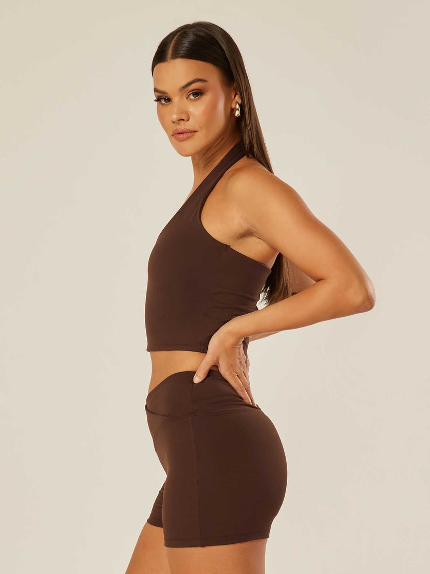 Core Halter Neck Tank Top - Coffee Bean