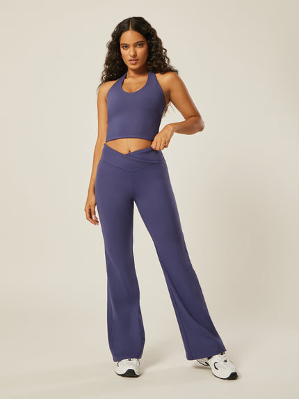 Stretch Wrap-Waist Flared Leggings