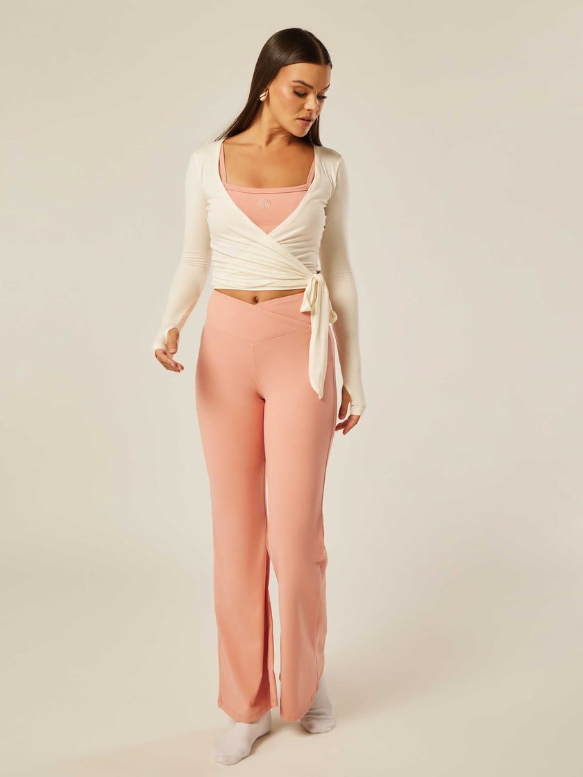 Stretch Ballet Wrap Top - Off-White