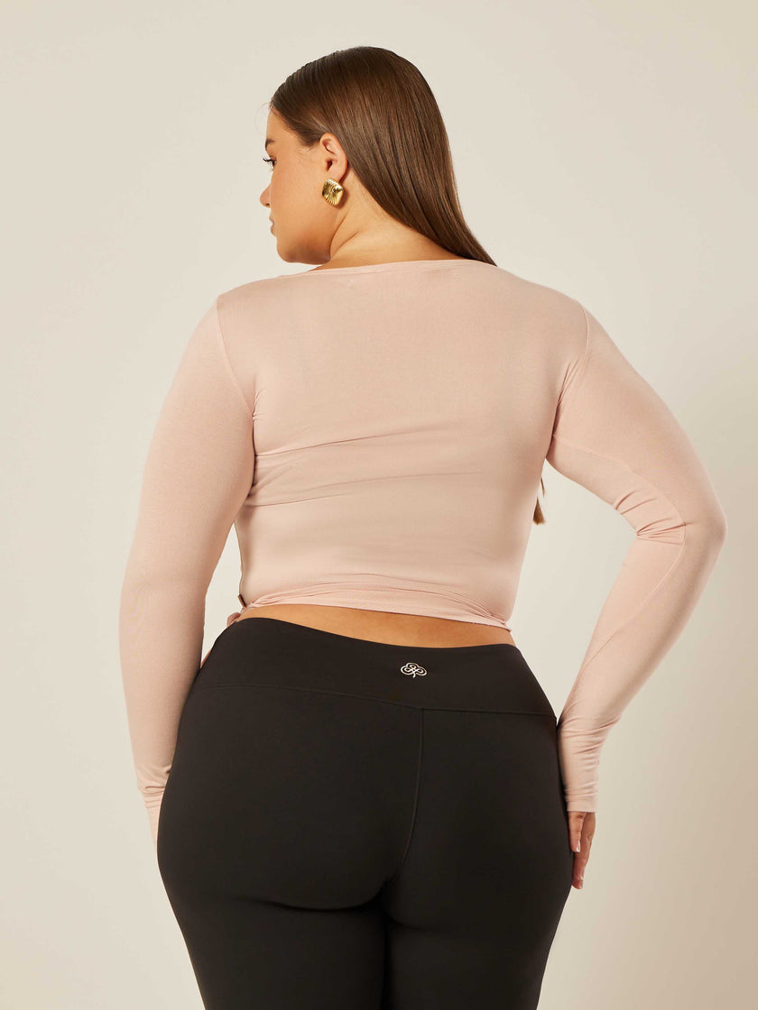 Stretch Ballet Wrap Top - Peachwhip