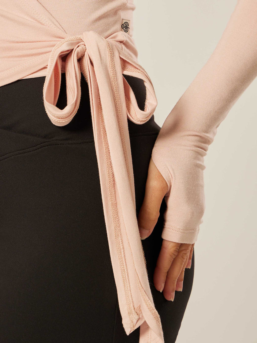 Stretch Ballet Wrap Top - Peachwhip