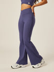 Stretch Wrap-Waist Flared Leggings