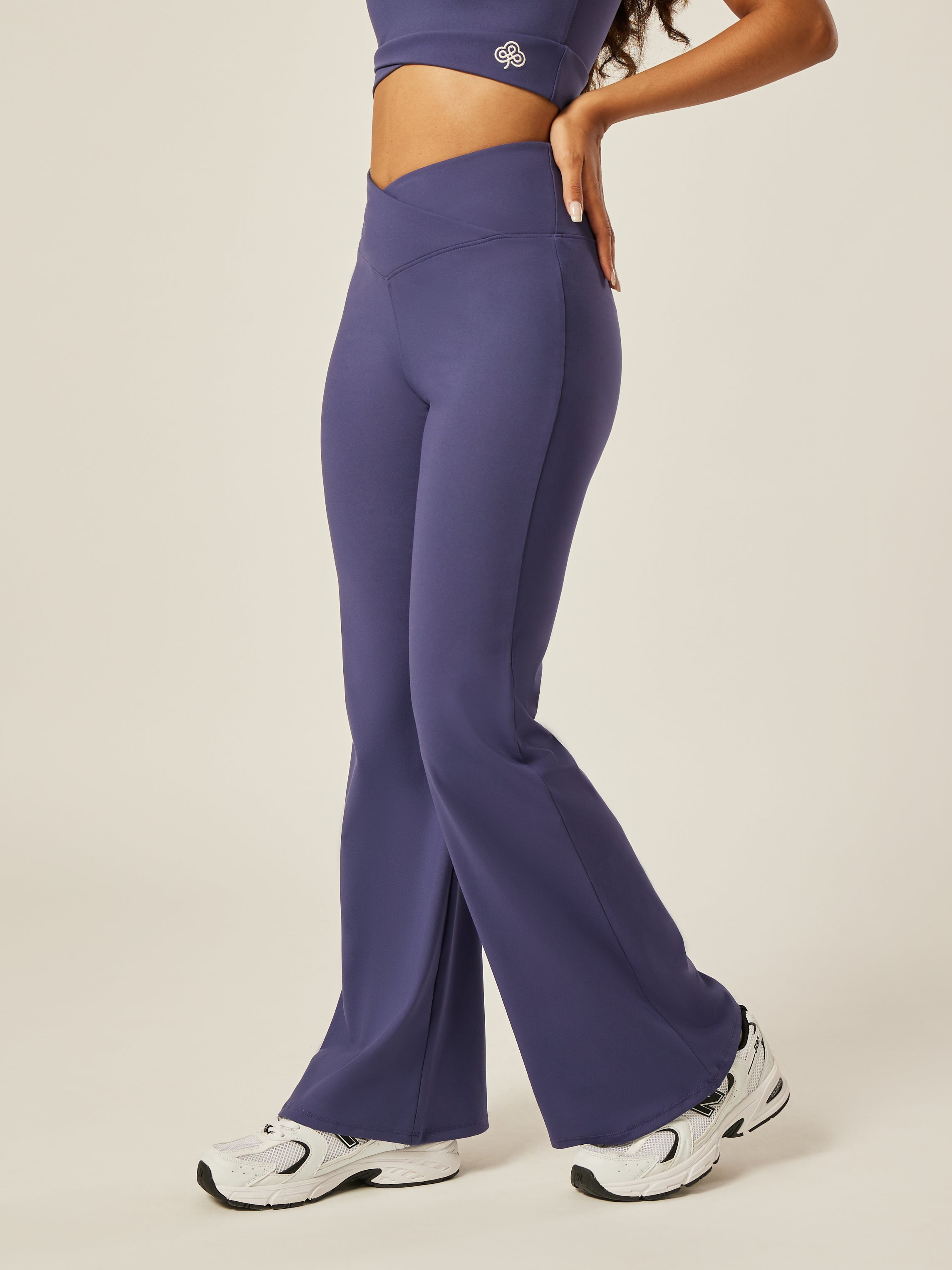 Stretch Wrap-Waist Flared Leggings