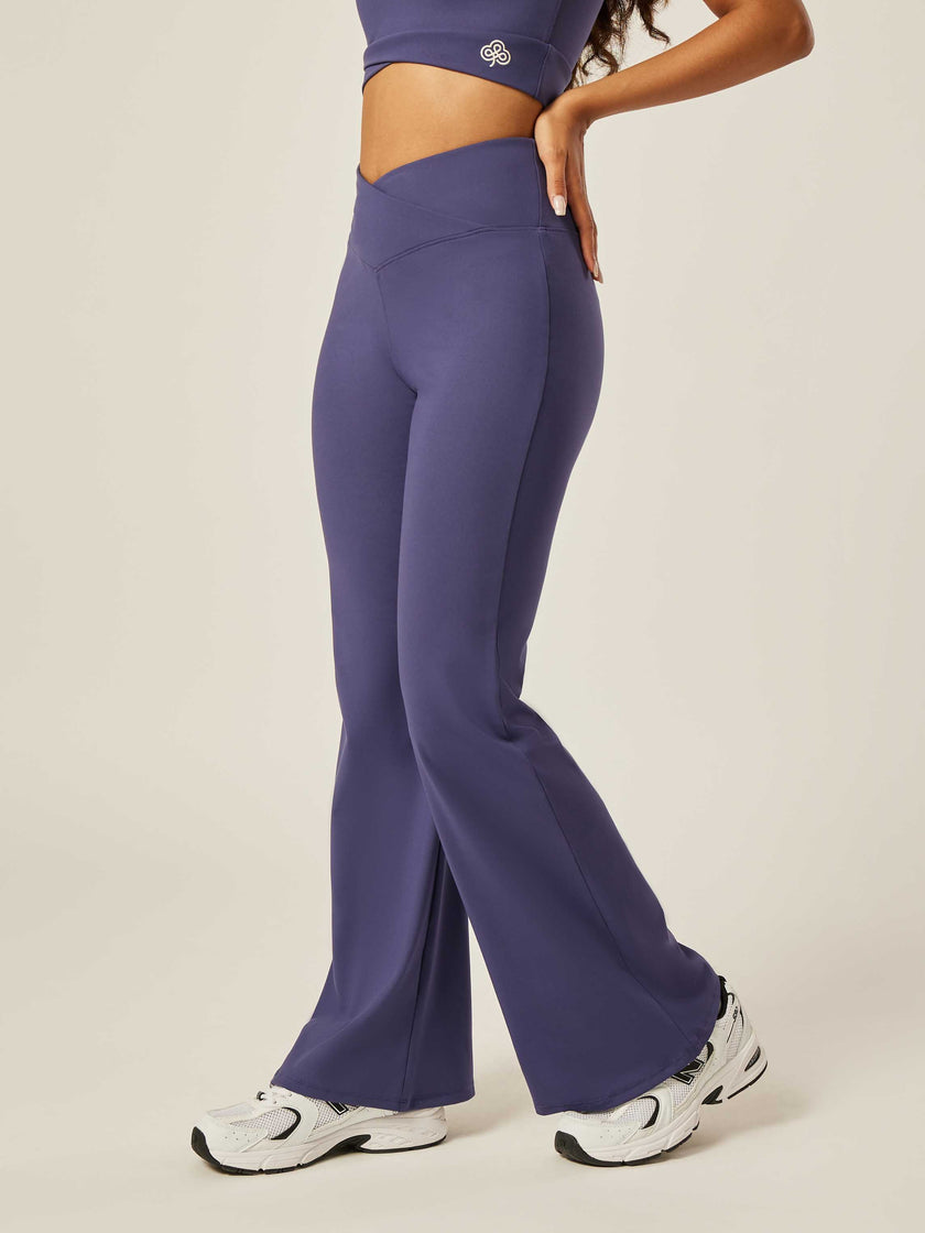 Stretch Wrap-Waist Flared Leggings - Patriot Blue