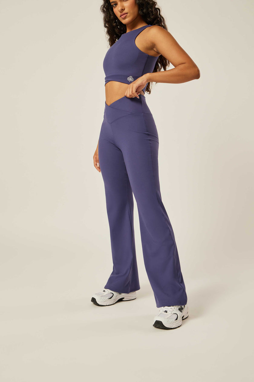 Stretch Wrap-Waist Flared Leggings - Patriot Blue