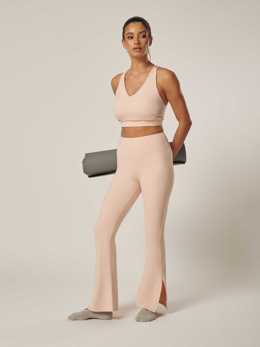 Stretch Flared Leggings - Peach Whip