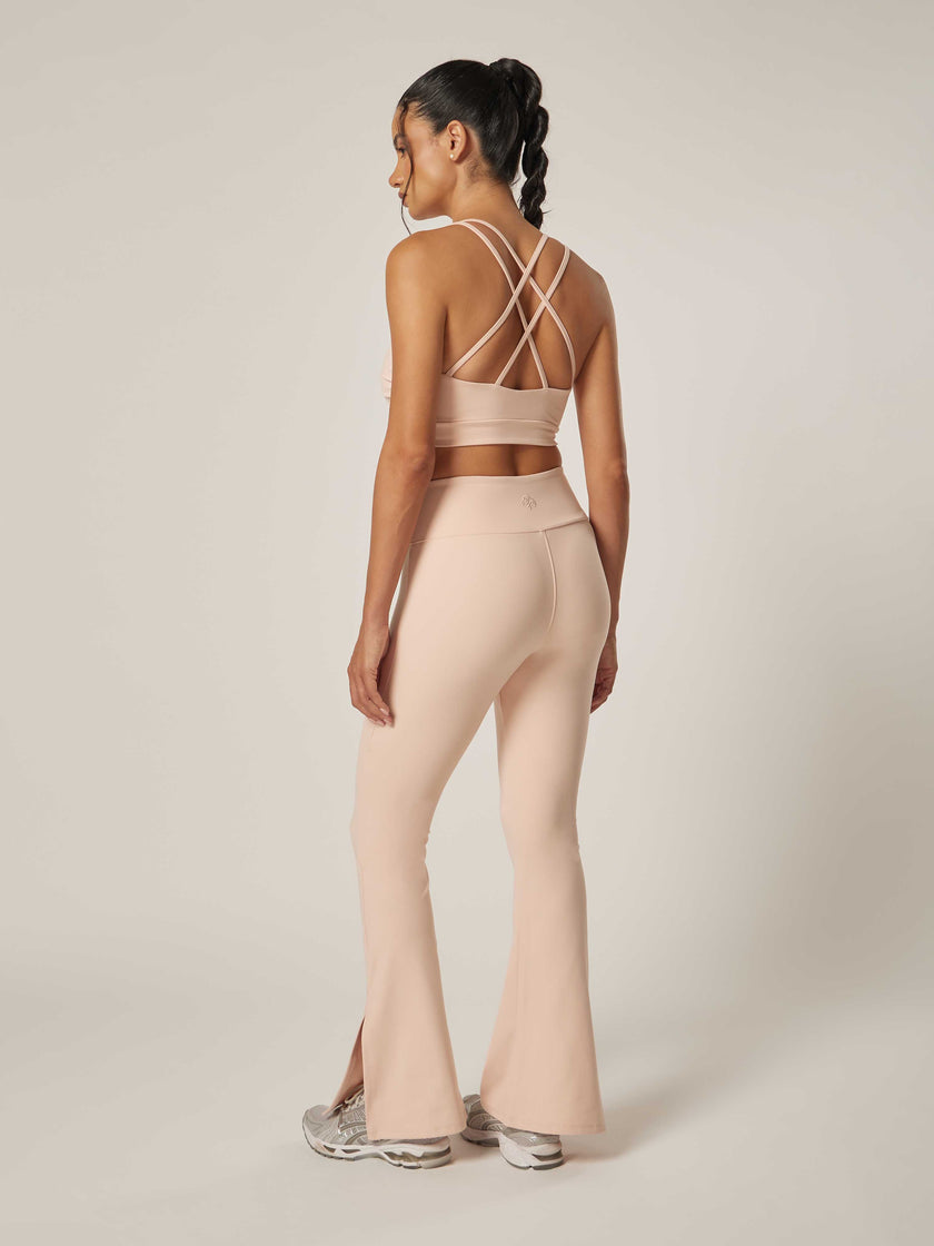 Stretch Flared Leggings - Peach Whip