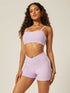 Stretch Wrap-Waist Mini Shorts - Purple Rose