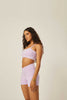 Stretch Wrap-Waist Mini Shorts - Purple Rose