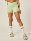 Stretch Wrap-Waist Mini Shorts - Matcha
