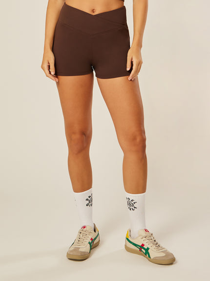 Stretch Wrap-Waist Mini Shorts