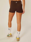 Stretch Wrap-Waist Mini Shorts - Coffee Bean