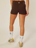 Stretch Wrap-Waist Mini Shorts - Coffee Bean