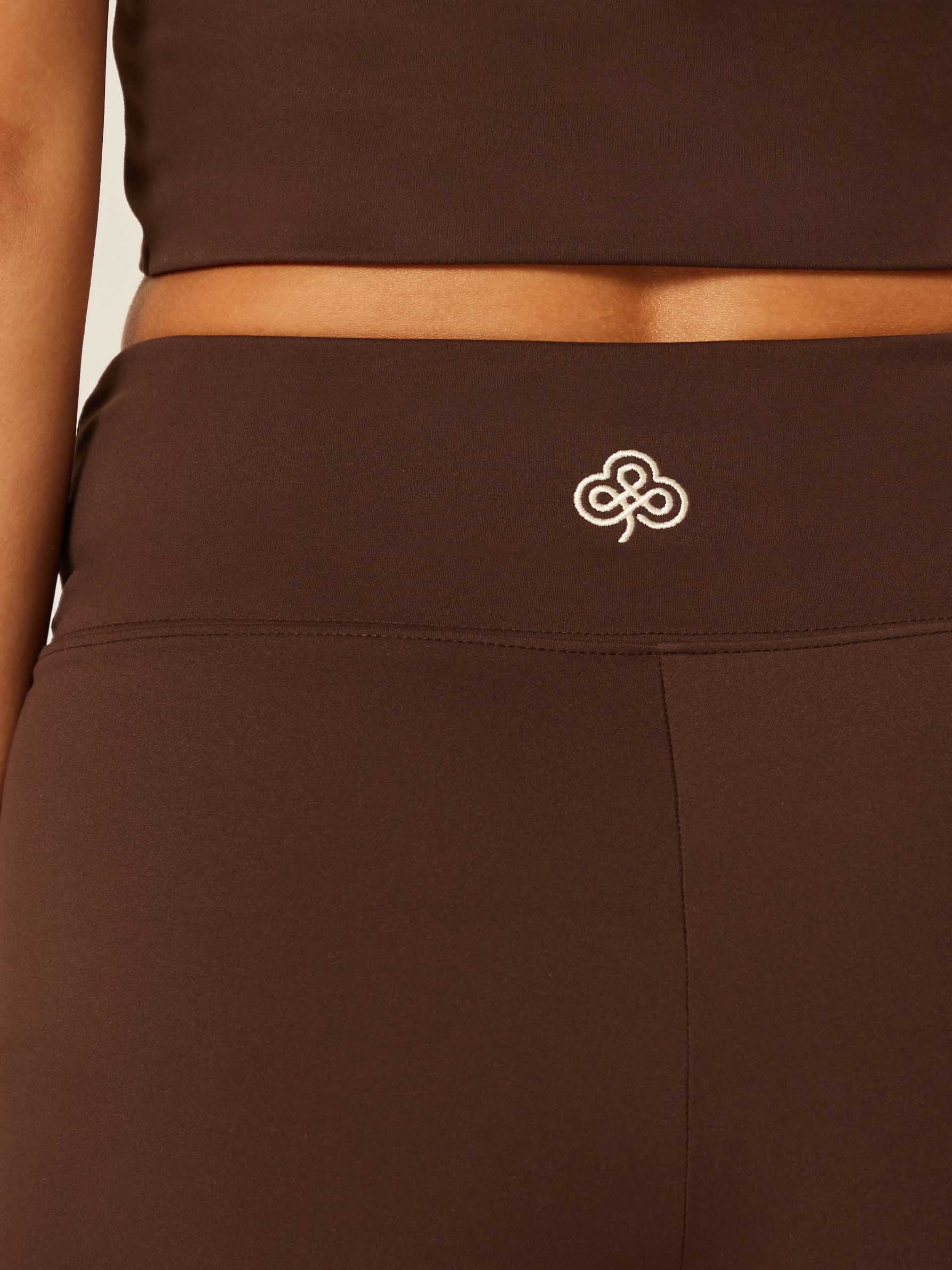 Stretch Wrap-Waist Mini Shorts - Coffee Bean