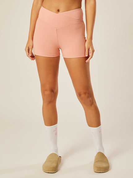 Stretch Wrap-Waist Mini Shorts