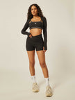 Stretch Wrap-Waist Mini Shorts - Black