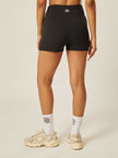 Stretch Wrap-Waist Mini Shorts - Black