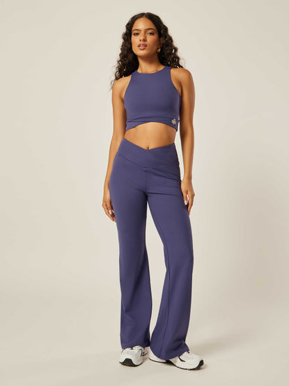 Stretch Wrap-Waist Flared Leggings - Patriot Blue