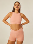 Stretch Wrap-Waist Mini Shorts