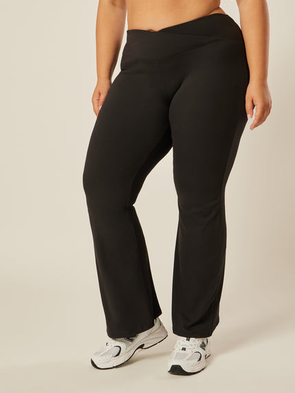 Stretch Wrap-Waist Flared Leggings