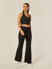 Stretch Wrap-Waist Flared Leggings