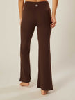 Stretch Wrap-Waist Flared Leggings - Coffee Bean