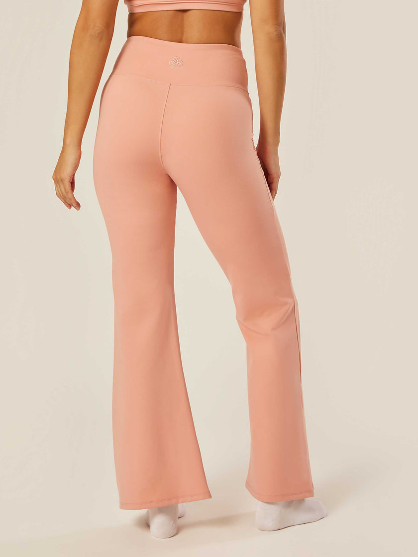 Stretch Wrap-Waist Flared Leggings - Pink