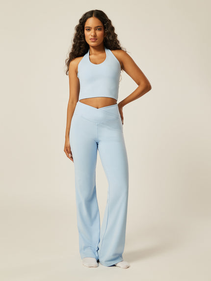 Stretch Wrap-Waist Flared Leggings