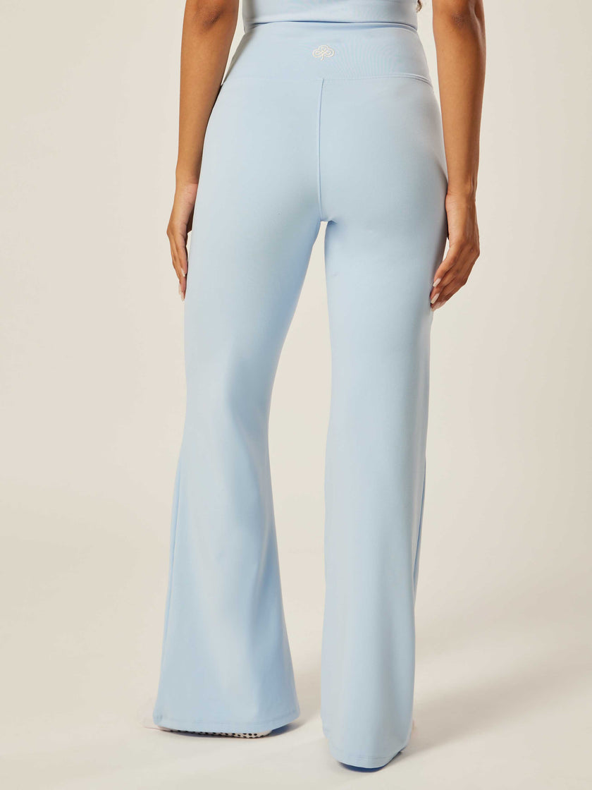 Stretch Wrap-Waist Flared Leggings - Bluebell